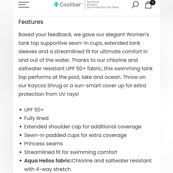 💚 Coolibar Kaylana Tank Top UPF 50+ Size Small - Picture 10 of 10